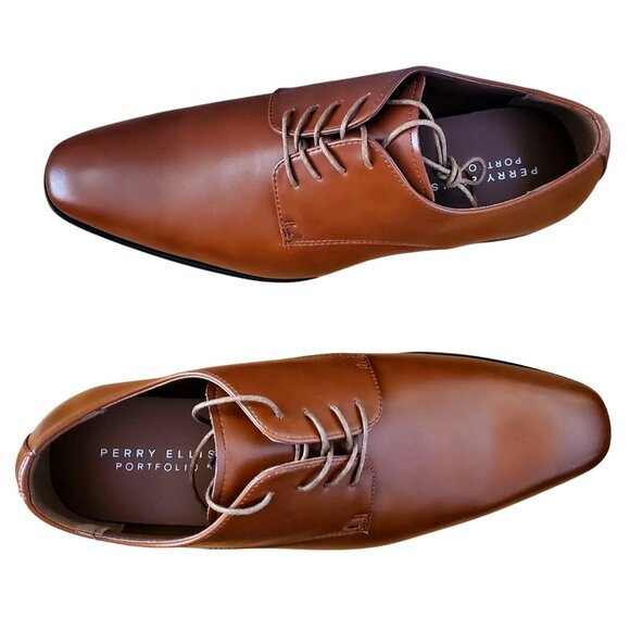 Perry Ellis Men\'s 10 Leather Dress Shoes Lace-up Oxford Smooth Buffed Business main image 8